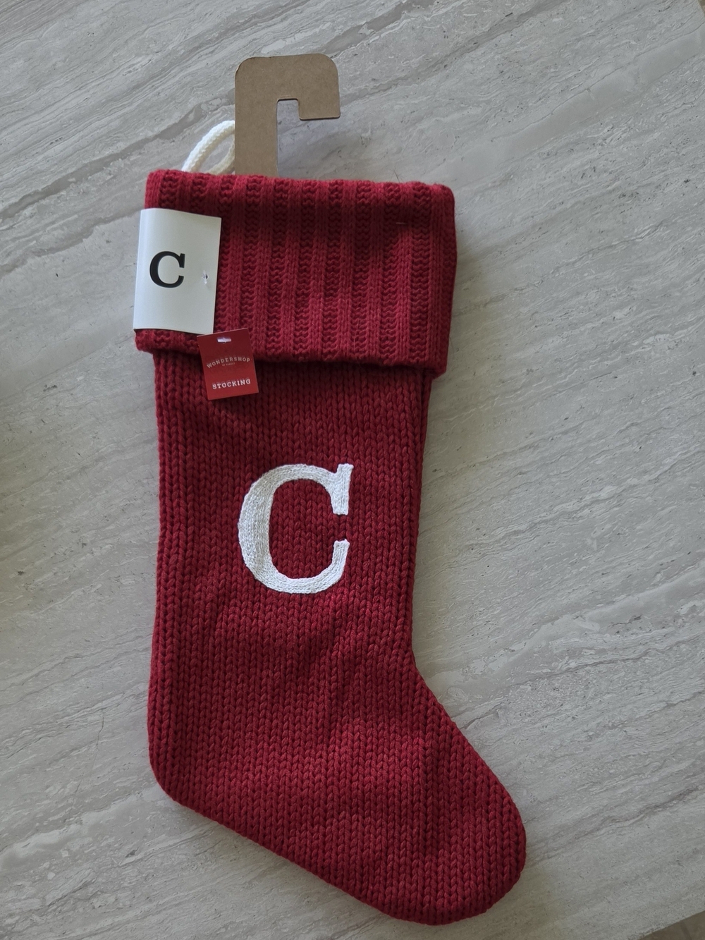 Wondershop Red Knit Christmas Stocking with White 'C'